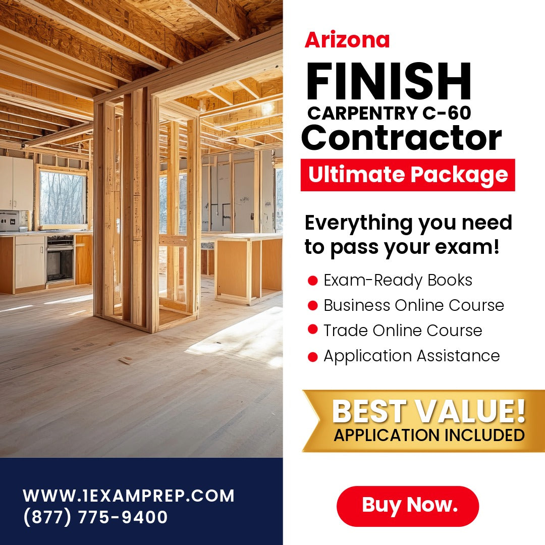 Arizona Finish Carpentry Commercial Contractor (C-60) Ultimate Exam Prep Rental Package