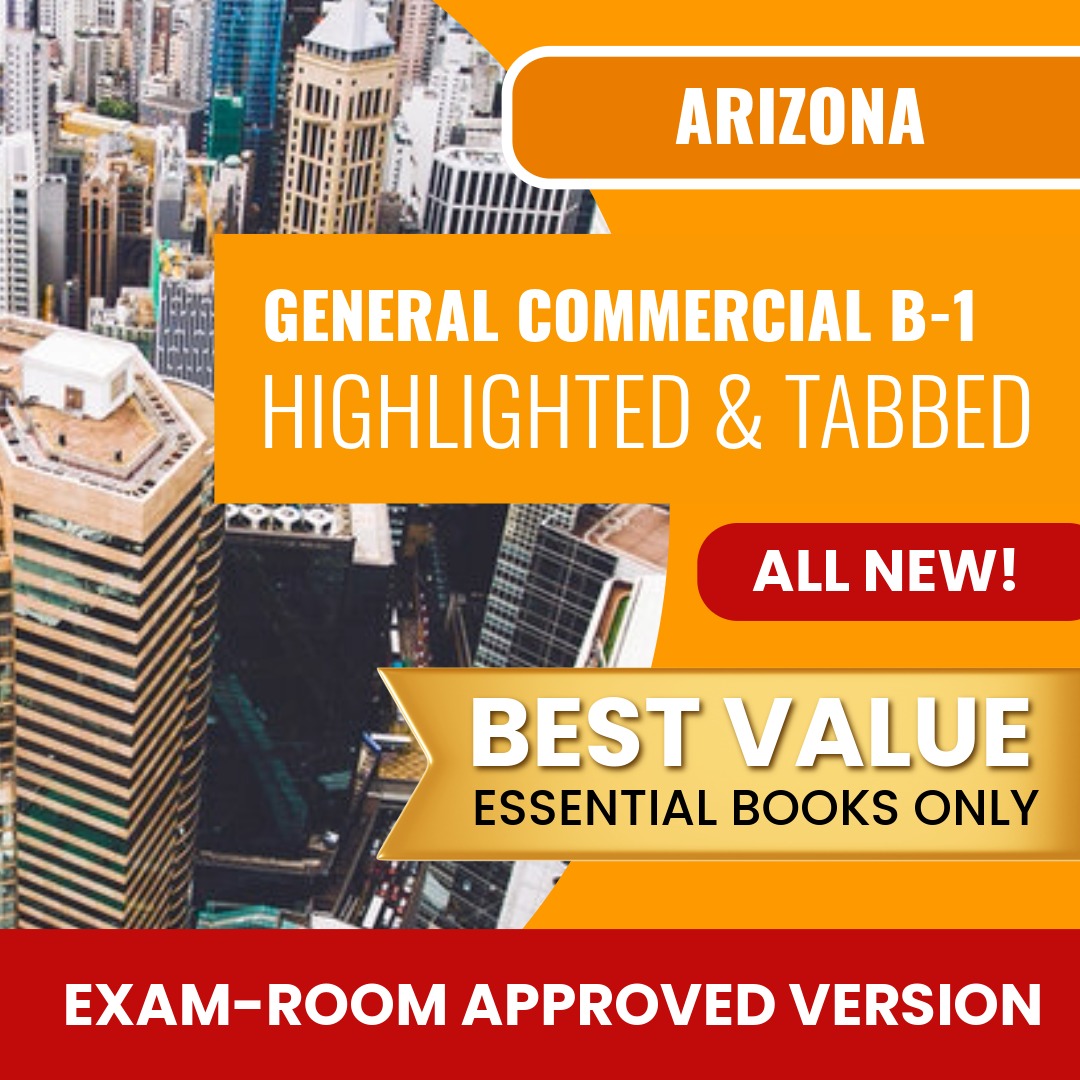 Arizona General Commercial Contractor (B-1)  Highlighted & Tabbed Books Allowed into Exam Package