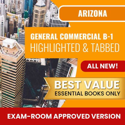 Arizona General Commercial Contractor (B-1)  Highlighted & Tabbed Books Allowed into Exam Package