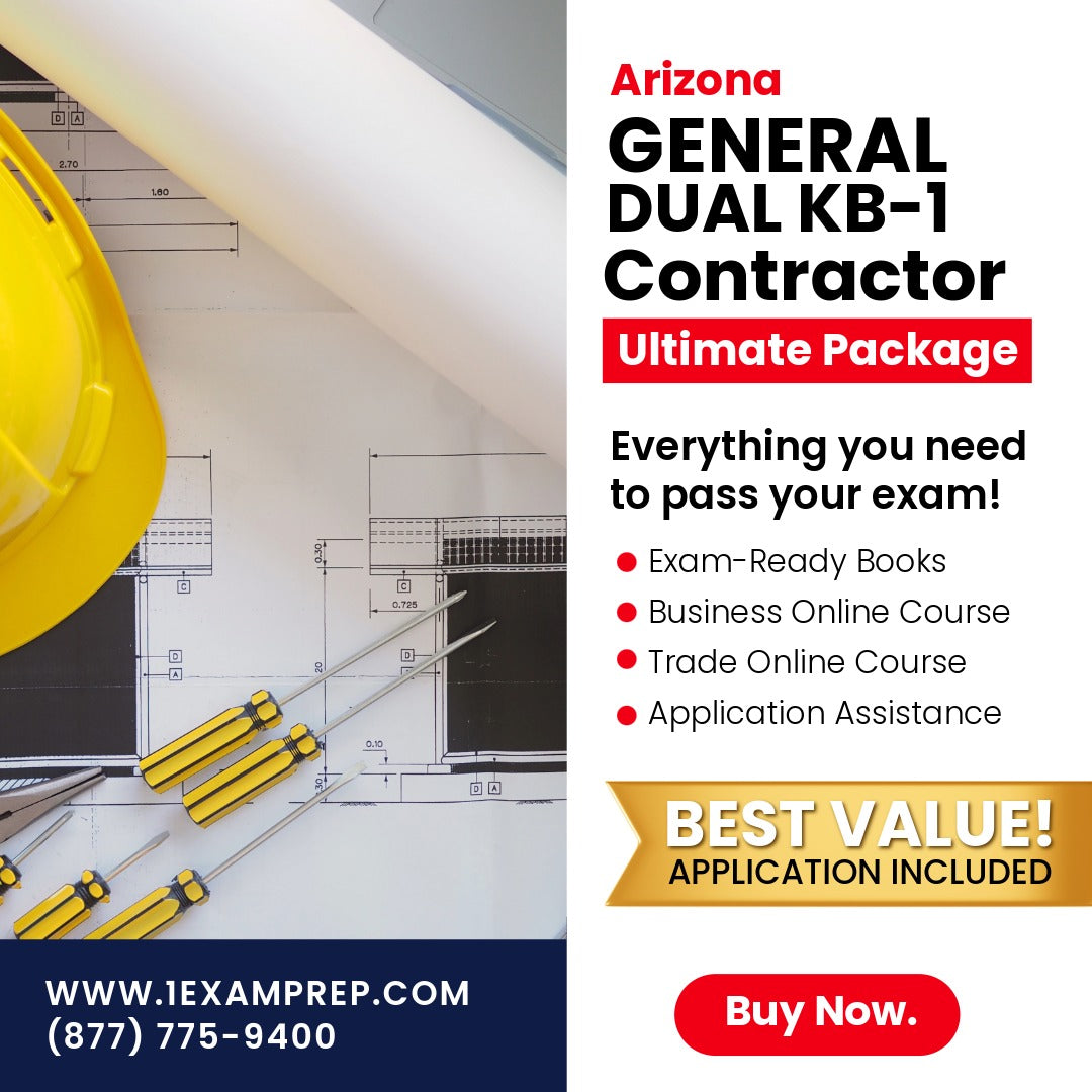 Arizona General Dual Residential / Commercial Contractor (KB-1) Ultimate Exam Prep Rental Package