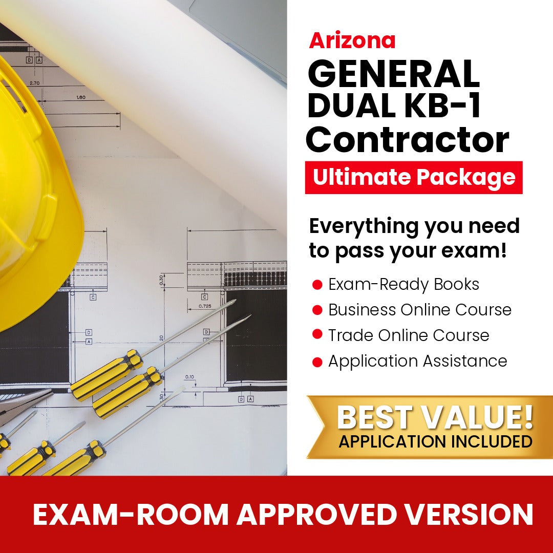 Arizona General Dual Residential / Commercial Contractor (KB-1) Ultimate Books Exam Room Approved + Course + Application Package