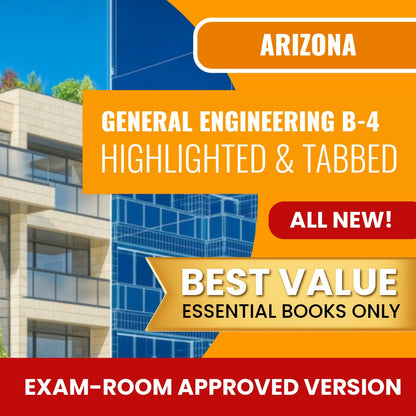 Arizona General Engineering Residential Contractor (B-4) Highlighted & Tabbed Books Allowed into Exam Package