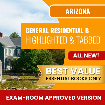 Arizona General Residential Contractor (B) Highlighted & Tabbed Books Allowed into Exam Package
