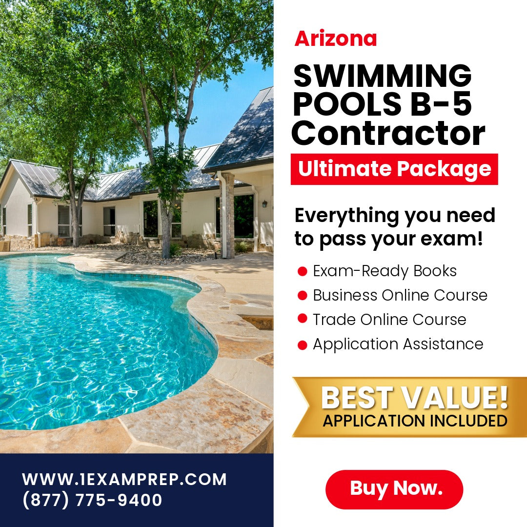 Arizona General Swimming Pool Residential Contractor (B-5) Ultimate Exam Prep Rental Package