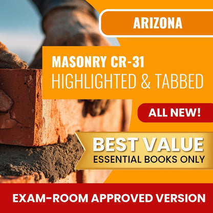 Arizona Masonry Residential / Commercial Contractor (CR-31) Highlighted & Tabbed Books Allowed into Exam Package