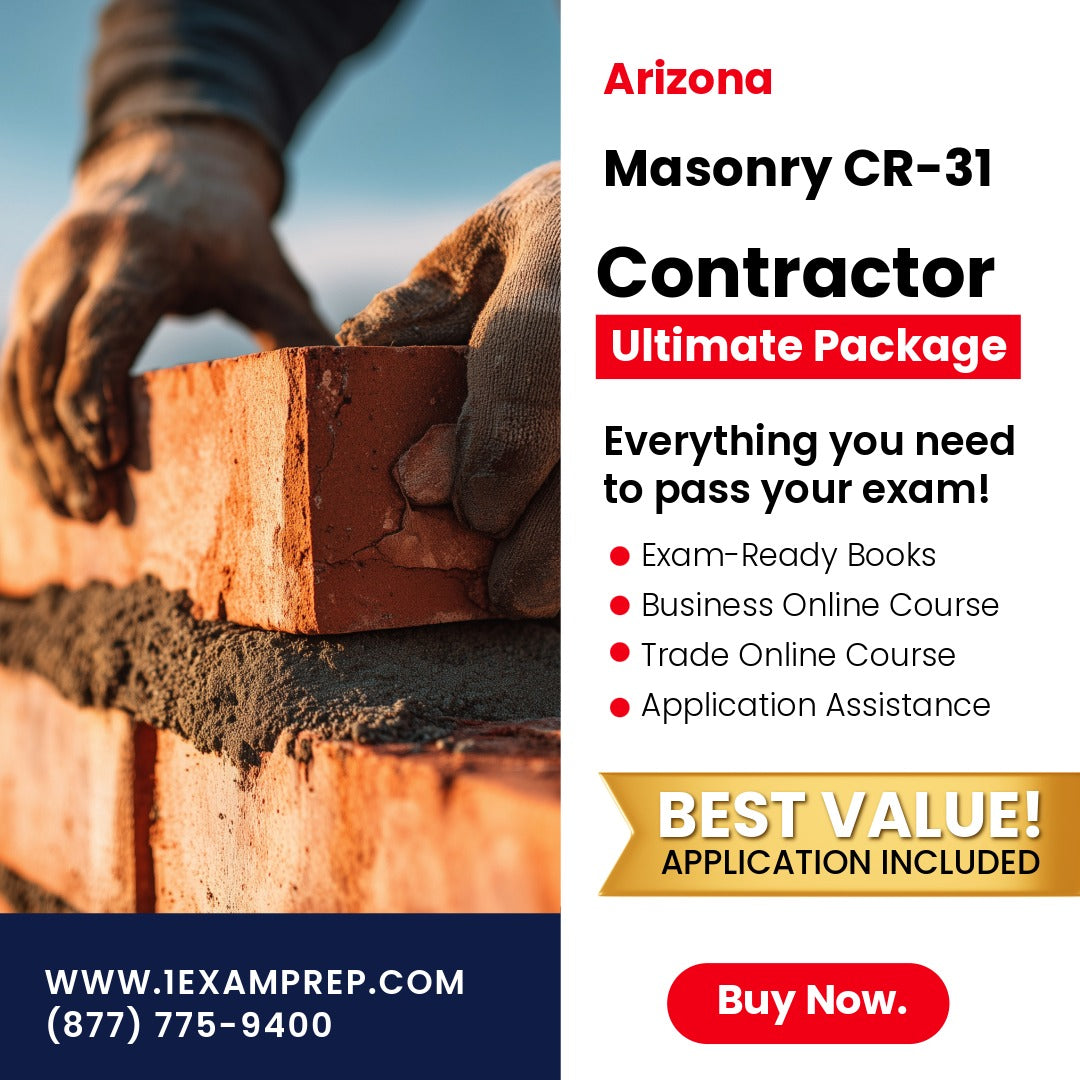 Arizona Masonry Residential / Commercial Contractor (CR-31) Ultimate Exam Prep Rental Package