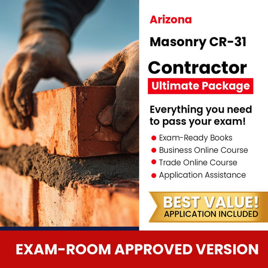 Arizona Masonry Residential / Commercial Contractor (CR-31) Ultimate Books Exam Room Approved + Course + Application Package