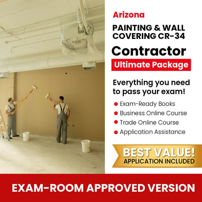 Arizona Painting and Wall Covering Residential / Commercial Contractor (CR-34) Ultimate Books Exam Room Approved + Course + Application Package