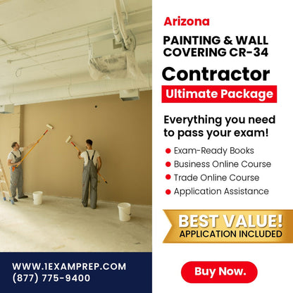 Arizona Painting and Wall Covering Residential / Commercial Contractor (CR-34) Ultimate Exam Prep Rental Package