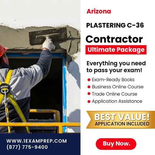 Arizona Plastering Commercial Contractor (C-36) Ultimate Exam Prep Rental Package