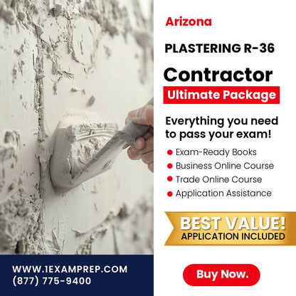 Arizona Plastering Residential Contractor (R-36) Ultimate Exam Prep Rental Package
