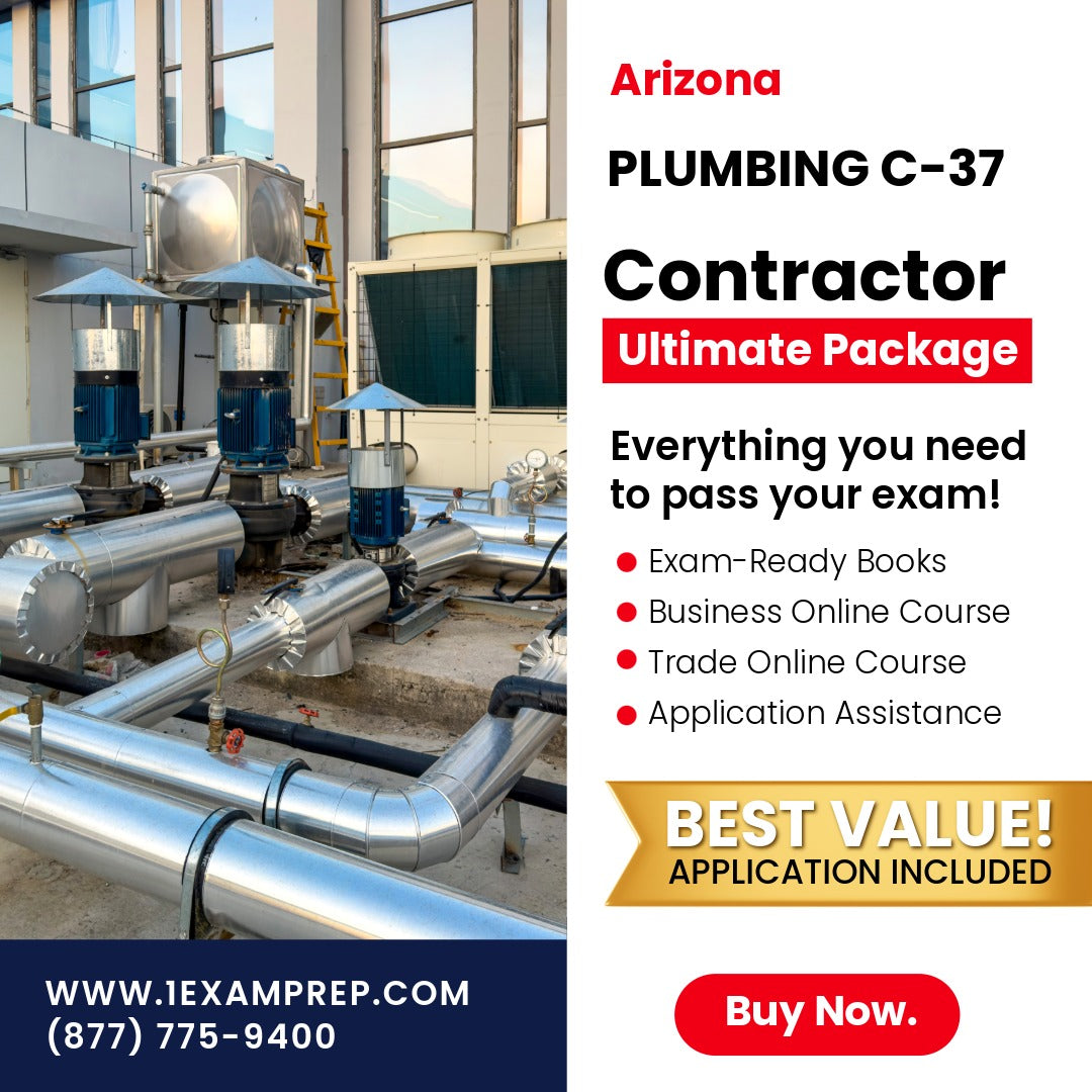 Arizona Plumbing Commercial Contractor (C-37) Ultimate Exam Prep Rental Package