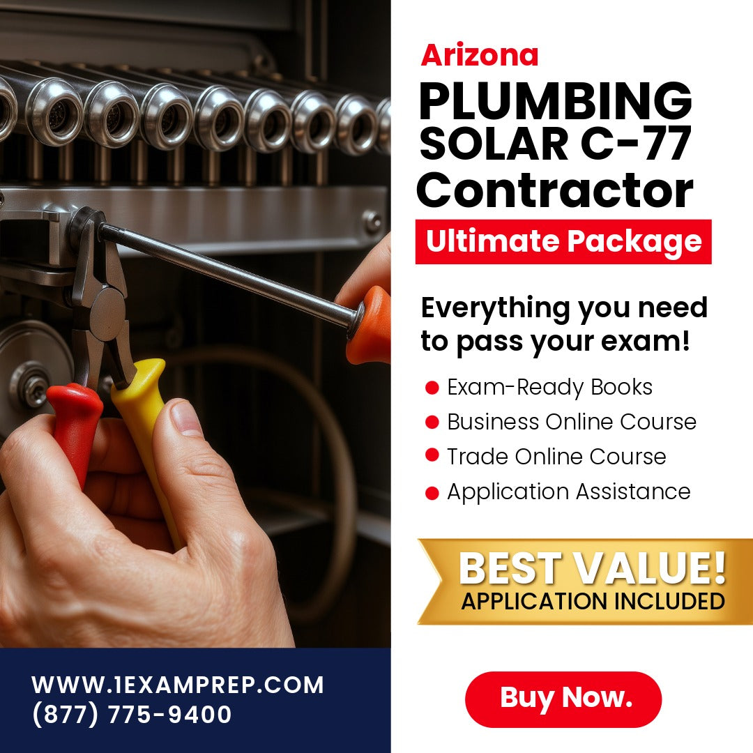 Arizona Plumbing, Including Solar Commercial Contractor (C-77) Ultimate Exam Prep Rental Package