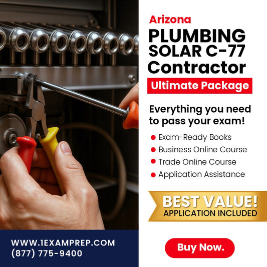 Arizona Plumbing, Including Solar Commercial Contractor (C-77) Ultimate Exam Prep Rental Package