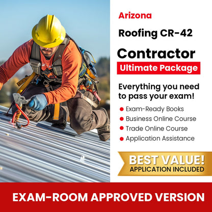 Arizona Roofing Residential / Commercial Contractor (CR-42) Ultimate Books Exam Room Approved + Course + Application Package