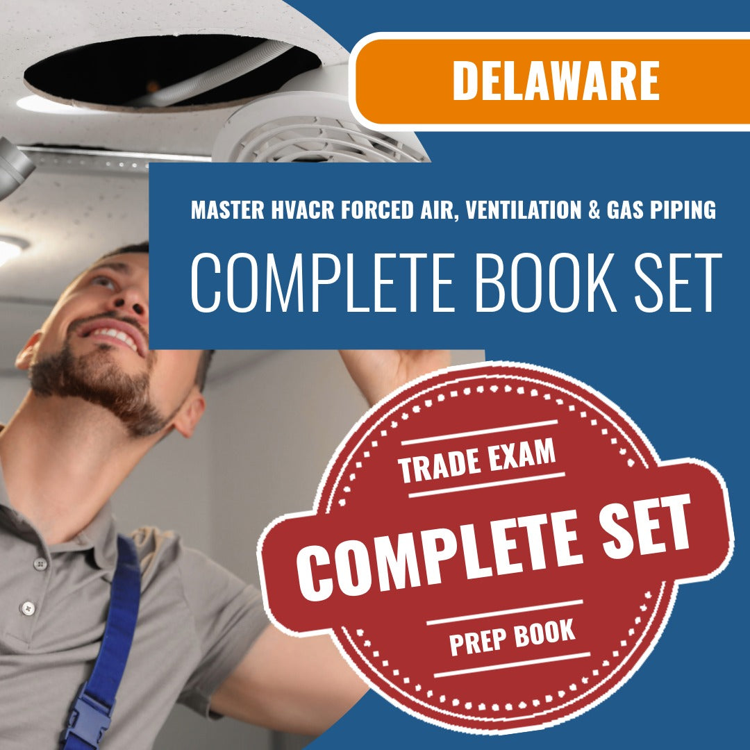 Delaware Master HVACR Restricted Forced Air Systems, Ventilation & Gas Piping Contractor Exam Book Package
