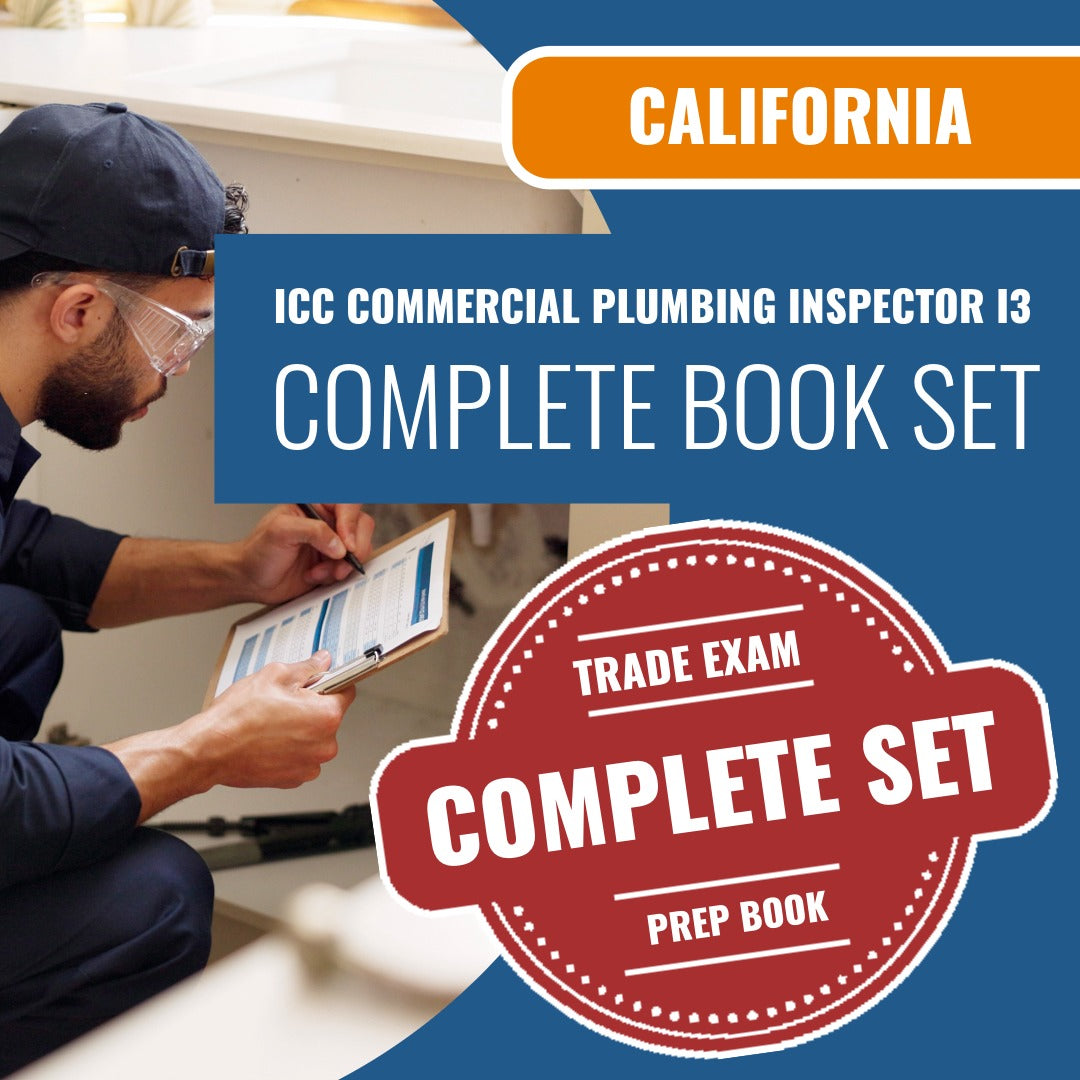 California ICC Commercial Plumbing Inspector I3 Exam Book Package
