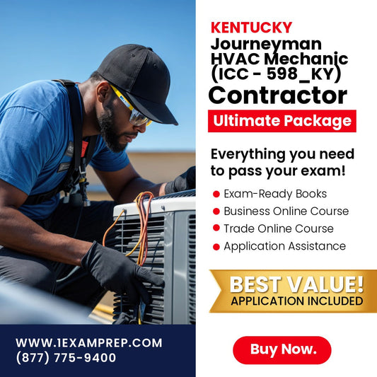 Kentucky Journeyman HVAC Mechanic (ICC - 598_KY) Ultimate Exam Prep Rental Package