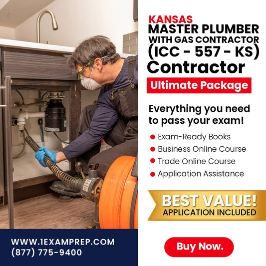 Kansas Master Plumber with Gas Contractor (ICC - 557 - KS) Ultimate Exam Prep Rental