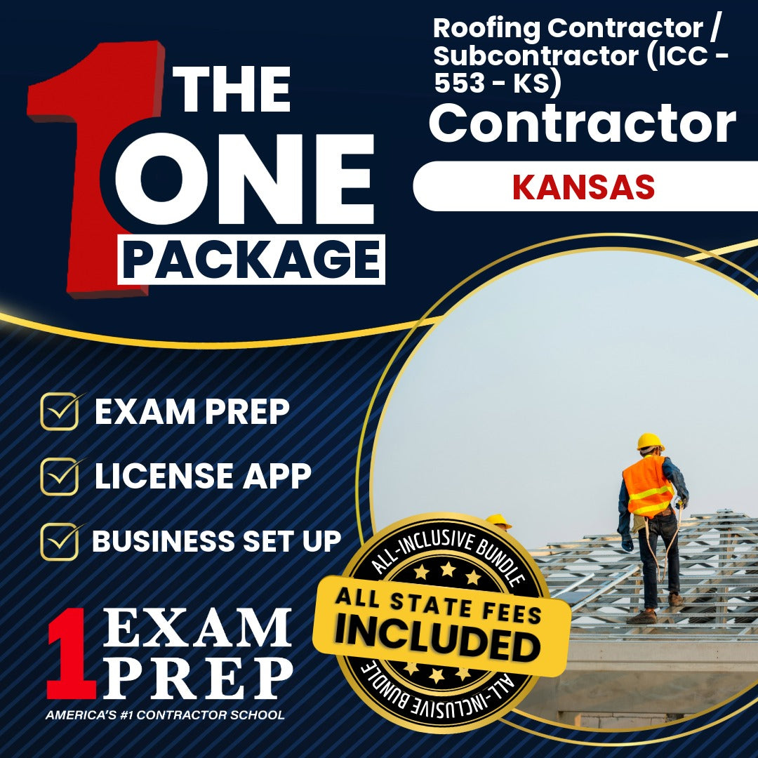 The 1 Package: All-Inclusive Kansas Roofing Contractor / Subcontractor (ICC - 553 - KS), Licensing & Business Setup Solution