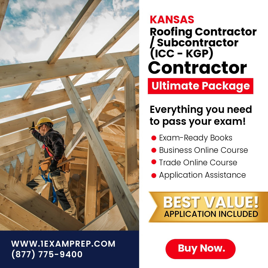 Kansas Roofing Contractor / Subcontractor (ICC - KGP) Ultimate Exam Prep Rental