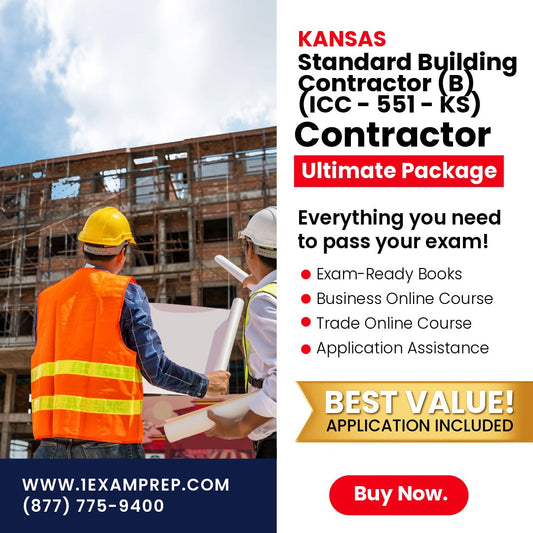 Kansas Standard Building Contractor (B) (ICC - 551 - KS) Ultimate Exam Prep Rental