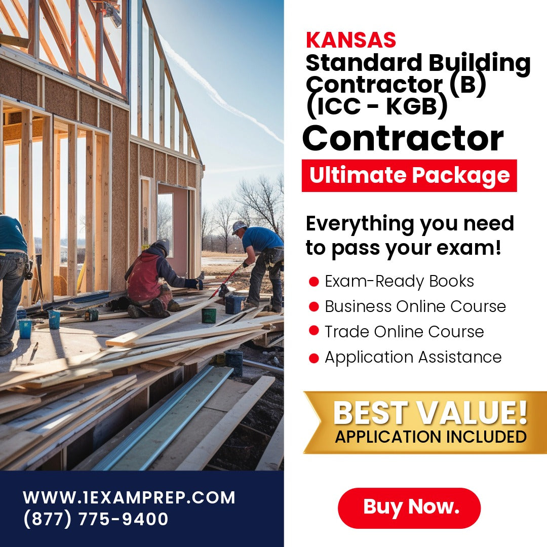 Kansas Standard Building Contractor (B) (ICC - KGB) Ultimate Exam Prep Rental