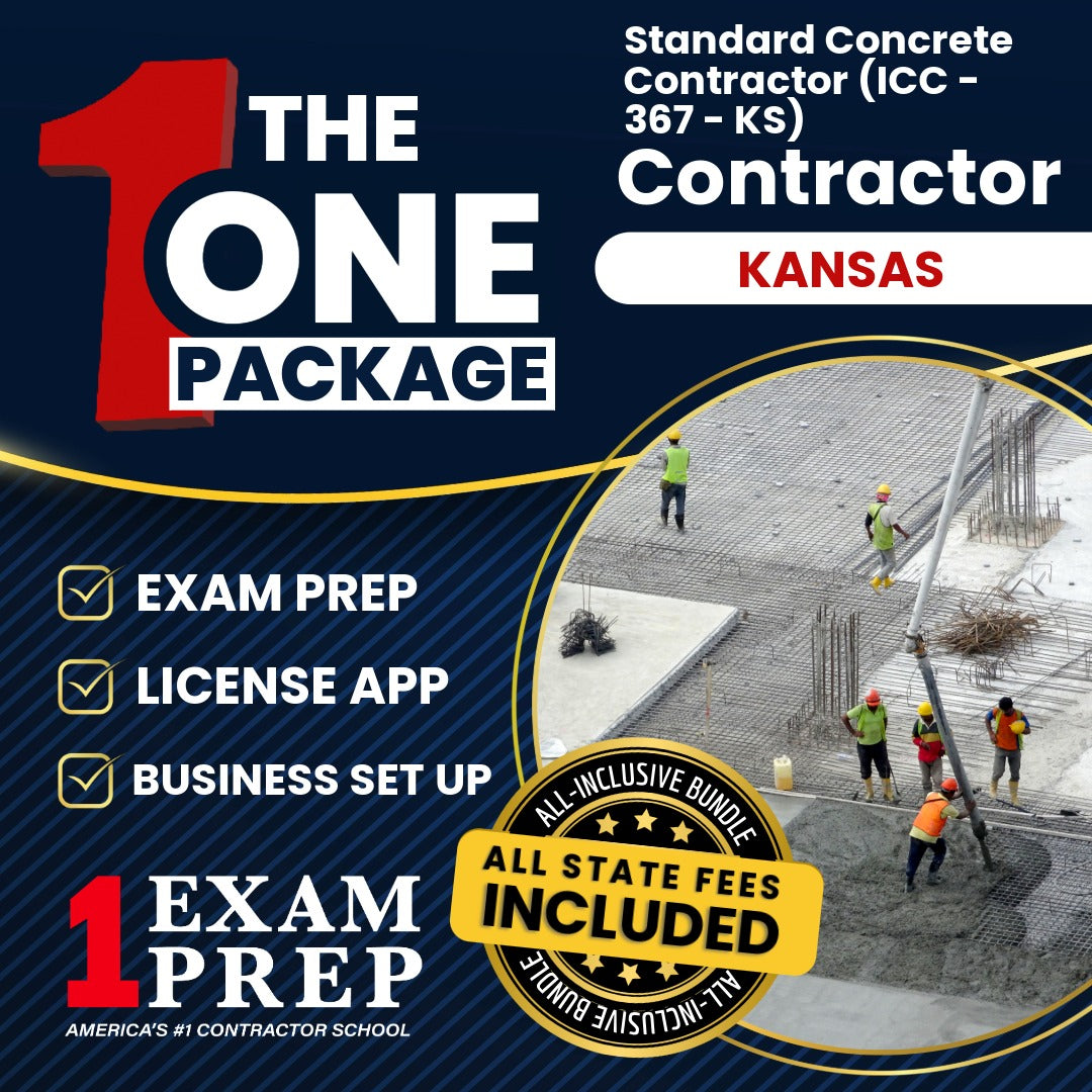 The 1 Package: All-Inclusive Kansas Standard Concrete Contractor (ICC - 367 - KS), Licensing & Business Setup Solution