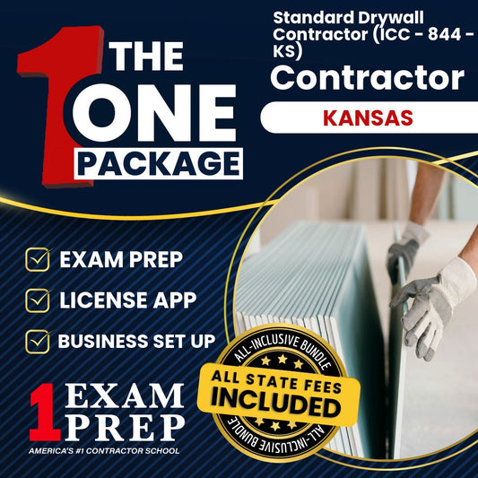 The 1 Package: All-Inclusive Kansas Standard Drywall Contractor (ICC - 844 - KS), Licensing & Business Setup Solution