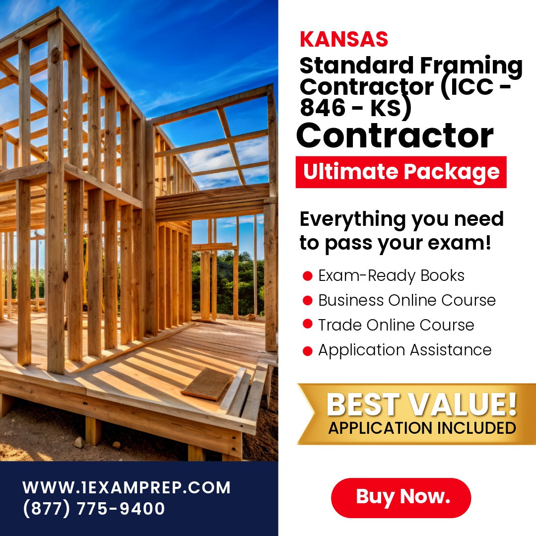 Kansas Standard Framing Contractor (ICC - 846 - KS) Ultimate Exam Prep Rental
