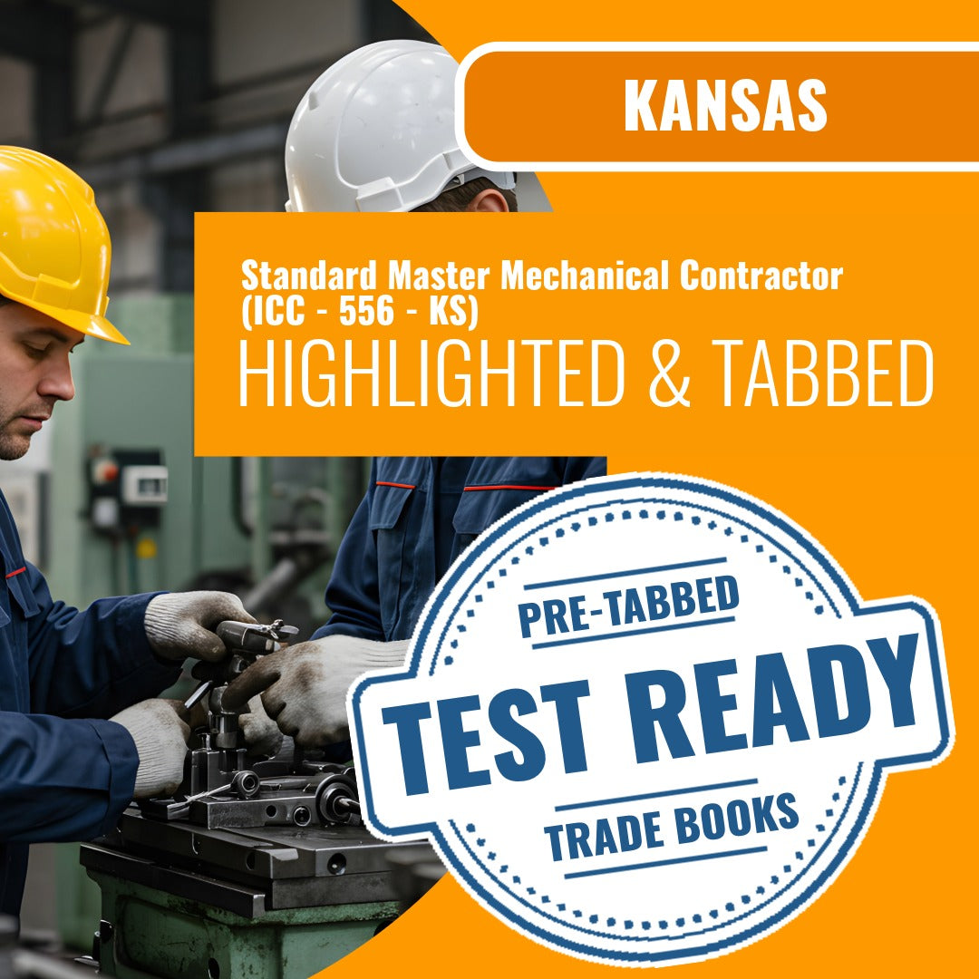 Kansas Standard Master Mechanical Contractor (ICC - 556 - KS) Highlighted & Tabbed Book Package