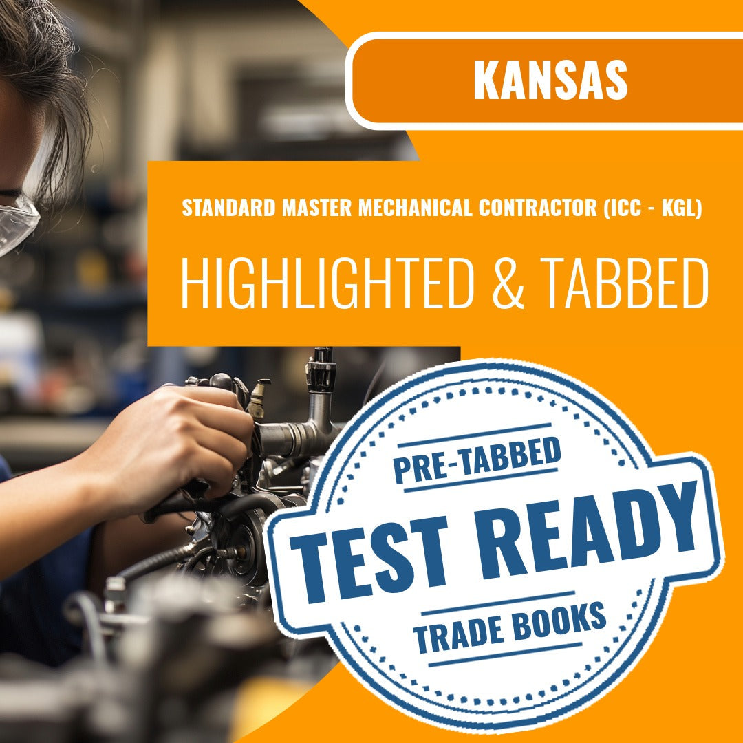 Kansas Standard Master Mechanical Contractor (ICC - KGL) Highlighted & Tabbed Book Package