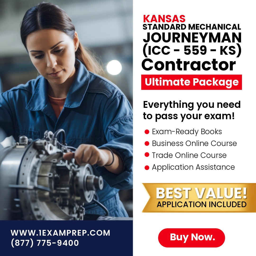 Kansas Standard Mechanical Journeyman (ICC - 559 - KS) Ultimate Exam Prep Rental