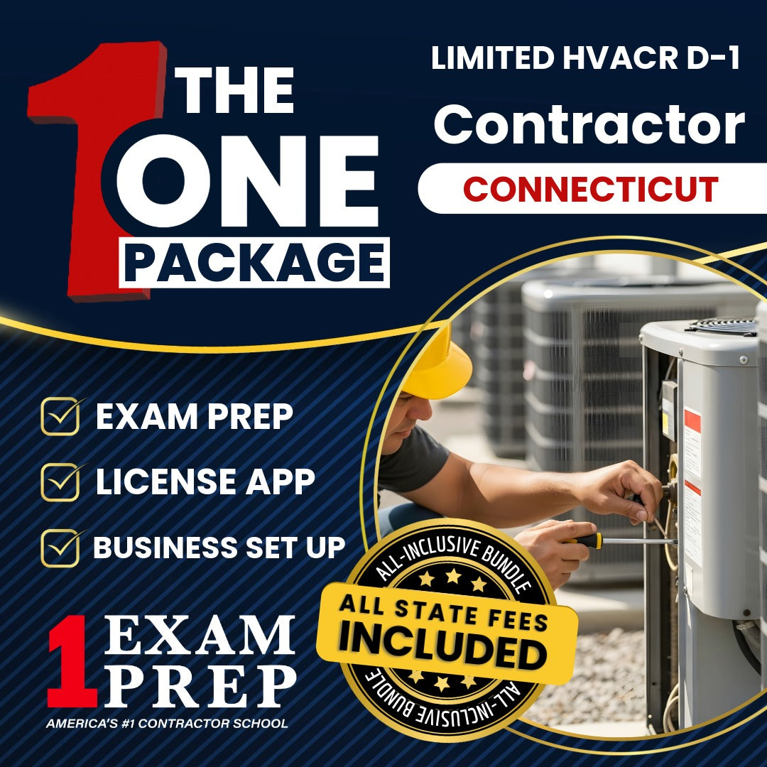 The 1 Package: All-Inclusive Connecticut Limited Warm Air, Air Conditioning and Refrigeration System Contractor (D-1) Exam, Licensing & Business Setup Solution
