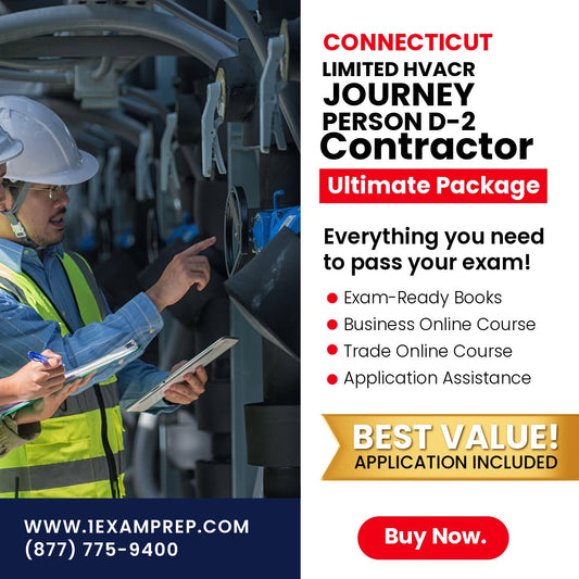 Connecticut Limited Warm Air, Air Conditioning and Refrigeration System Journeyperson (D-2) Ultimate Exam Prep Rental