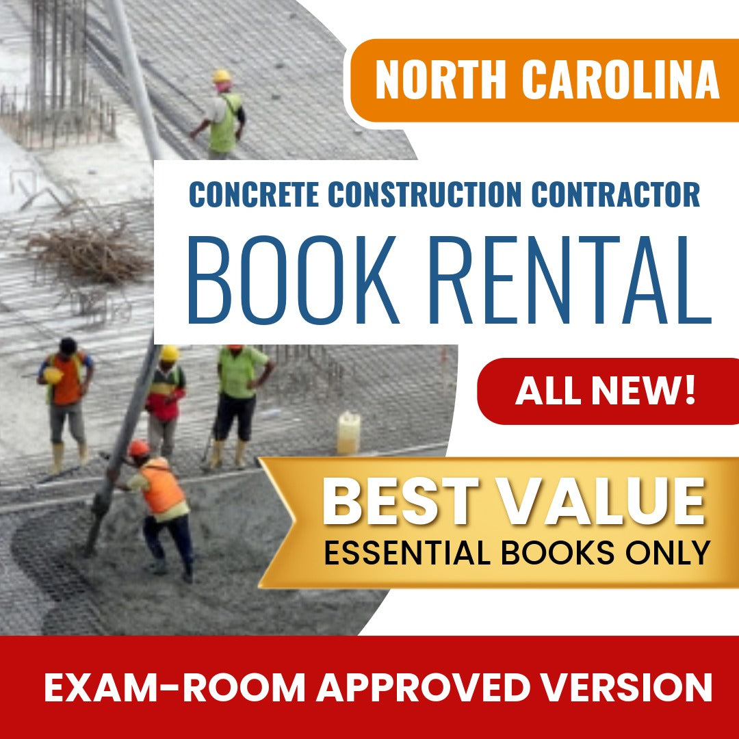 North Carolina Concrete Construction Contractor Books & Course Rental - Exam Room Approved