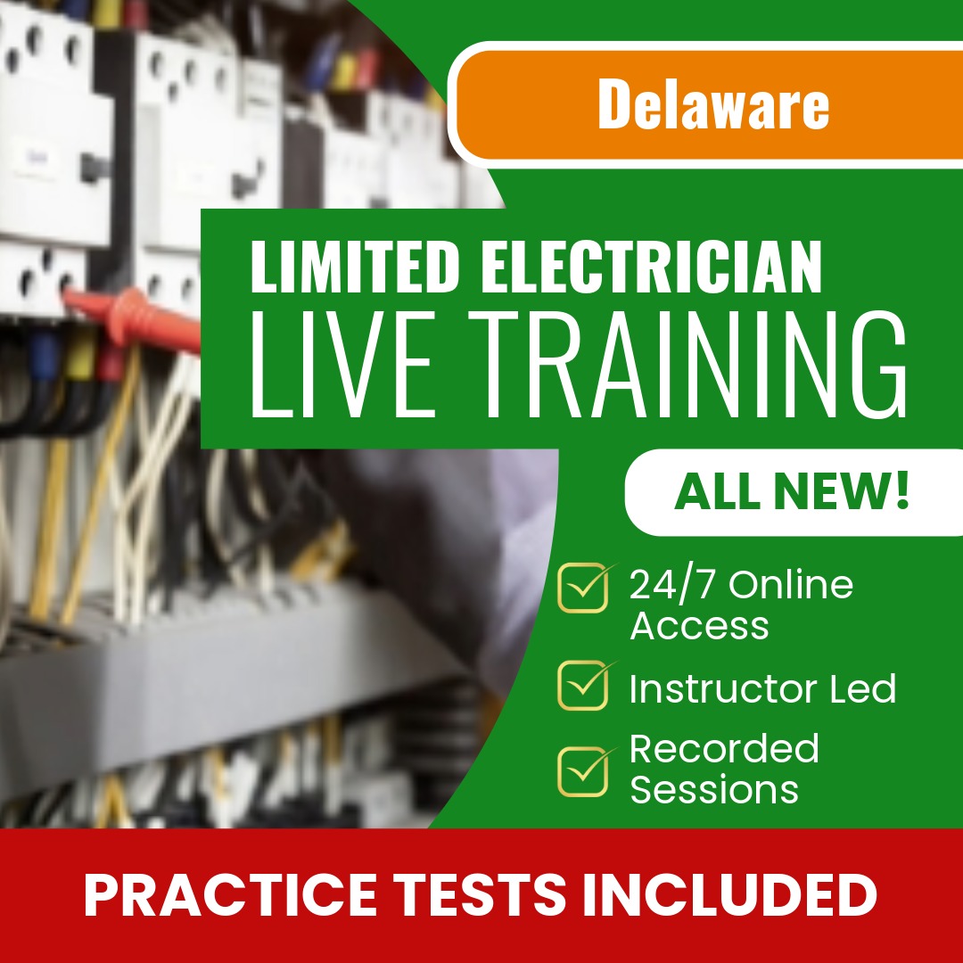 Delaware Limited Electrician Exam Prep - Live Virtual + Self Study Training