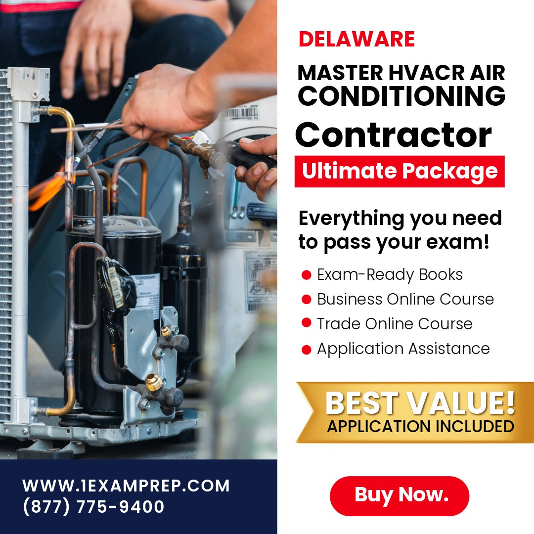 Delaware Master HVACR Restricted Air Conditioning Contractor Ultimate Exam Prep Rental Package