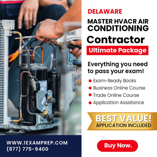 Delaware Master HVACR Restricted Air Conditioning Contractor Ultimate Exam Prep Rental Package