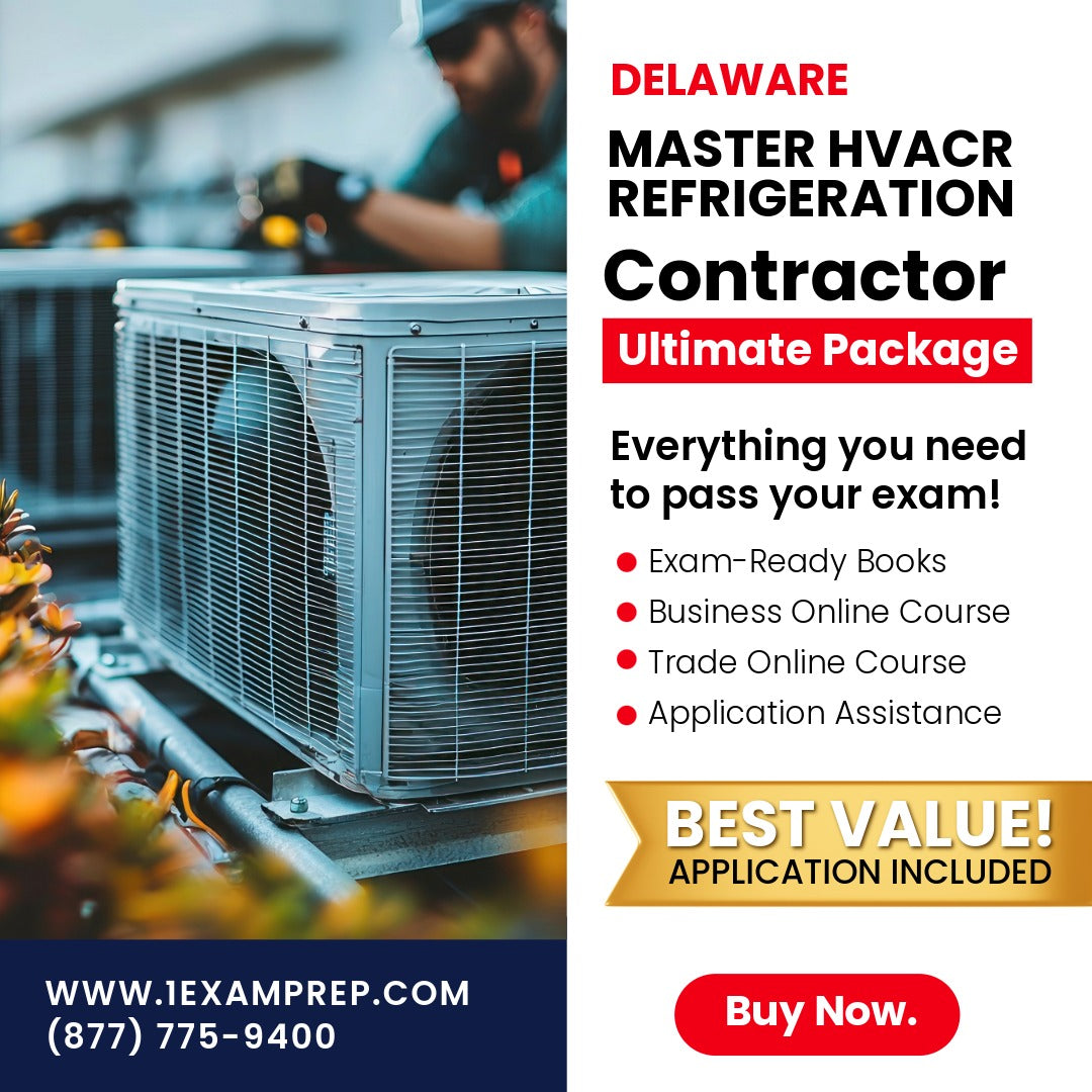 Delaware Master HVACR Restricted Refrigeration Contractor Ultimate Exam Prep Rental Package