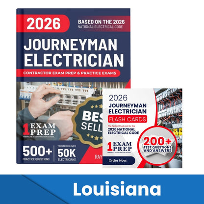 2026 Louisiana Journeyman Electrician Exam Prep and Study Guide + Flash Card Combo: 12 Practice Exams +2 Full Final Exams: Trusted by 50k Electricians