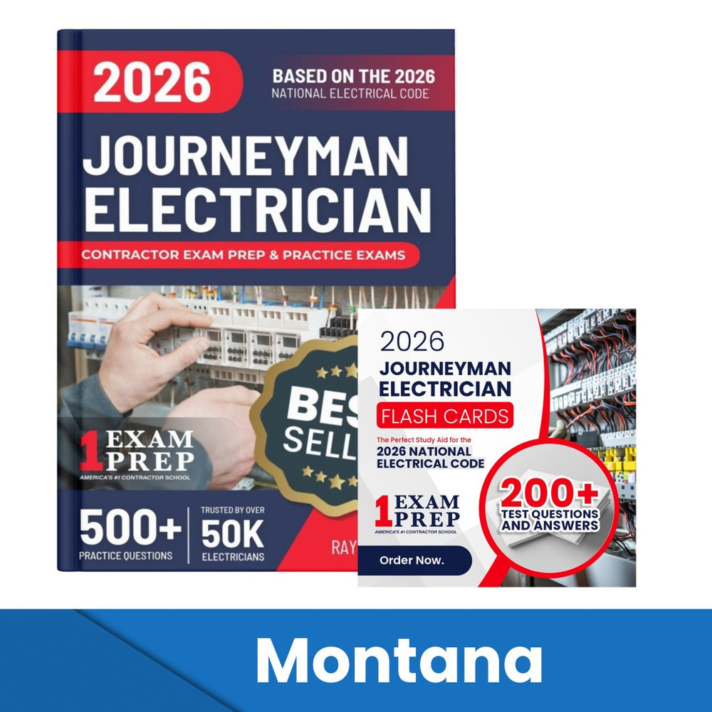 Montana Journeyman Electrician Exam Prep Study Guide and Flash Card Combo from Contractor Exam Preps