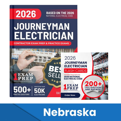 2026 Nebraska Journeyman Electrician Exam Prep and Study Guide + Flash Card Combo: 12 Practice Exams +2 Full Final Exams: Trusted by 50k Electricians