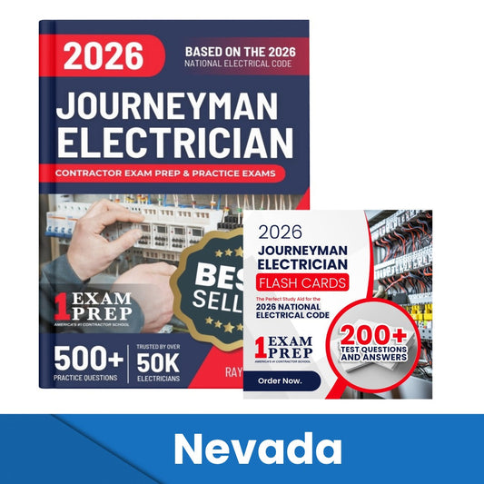2026 Nevada Journeyman Electrician Exam Prep and Study Guide + Flash Card Combo: 12 Practice Exams +2 Full Final Exams: Trusted by 50k Electricians