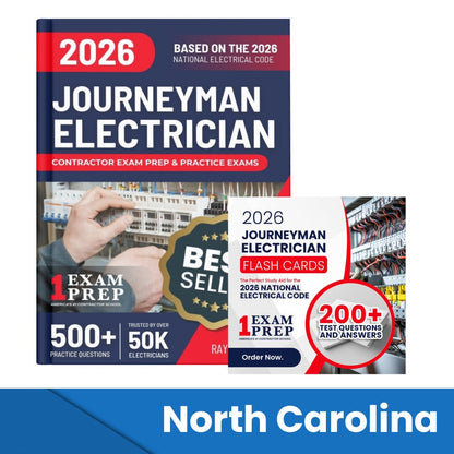 2026 North Carolina Journeyman Electrician Exam Prep and Study Guide + Flash Card Combo: 12 Practice Exams +2 Full Final Exams: Trusted by 50k Electricians