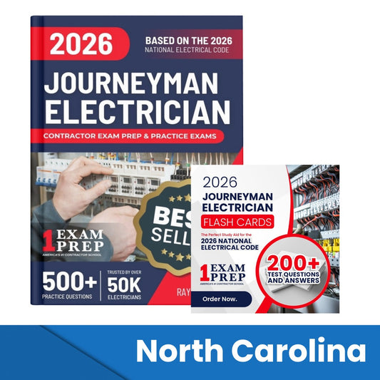 2026 North Carolina Journeyman Electrician Exam Prep and Study Guide + Flash Card Combo: 12 Practice Exams +2 Full Final Exams: Trusted by 50k Electricians