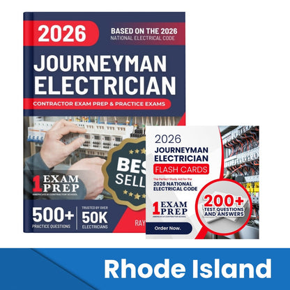 2026 Rhode Island Journeyman Electrician Exam Prep and Study Guide + Flash Card Combo: 12 Practice Exams +2 Full Final Exams: Trusted by 50k Electricians