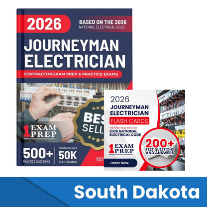 2026 South Dakota Journeyman Electrician Exam Prep and Study Guide + Flash Card Combo: 12 Practice Exams +2 Full Final Exams: Trusted by 50k Electricians