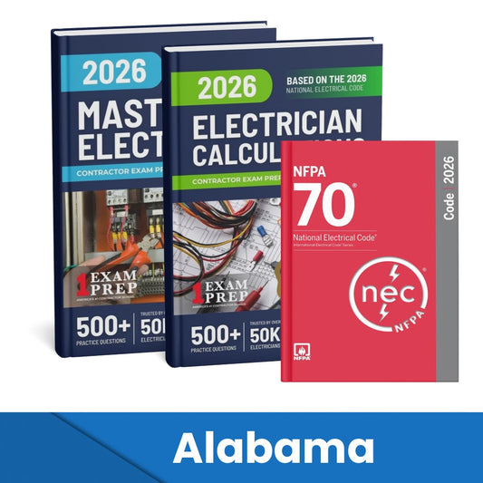 2026 Alabama Master Electrician + Electrician Calculations Study Guides & National Electrical Code Combo (Based on the 2026 NEC)