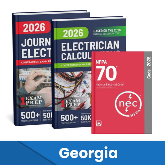 2026 Georgia Journeyman Electrician + Electrician Calculations Study Guides & National Electrical Code Combo (Based on the 2026 NEC)